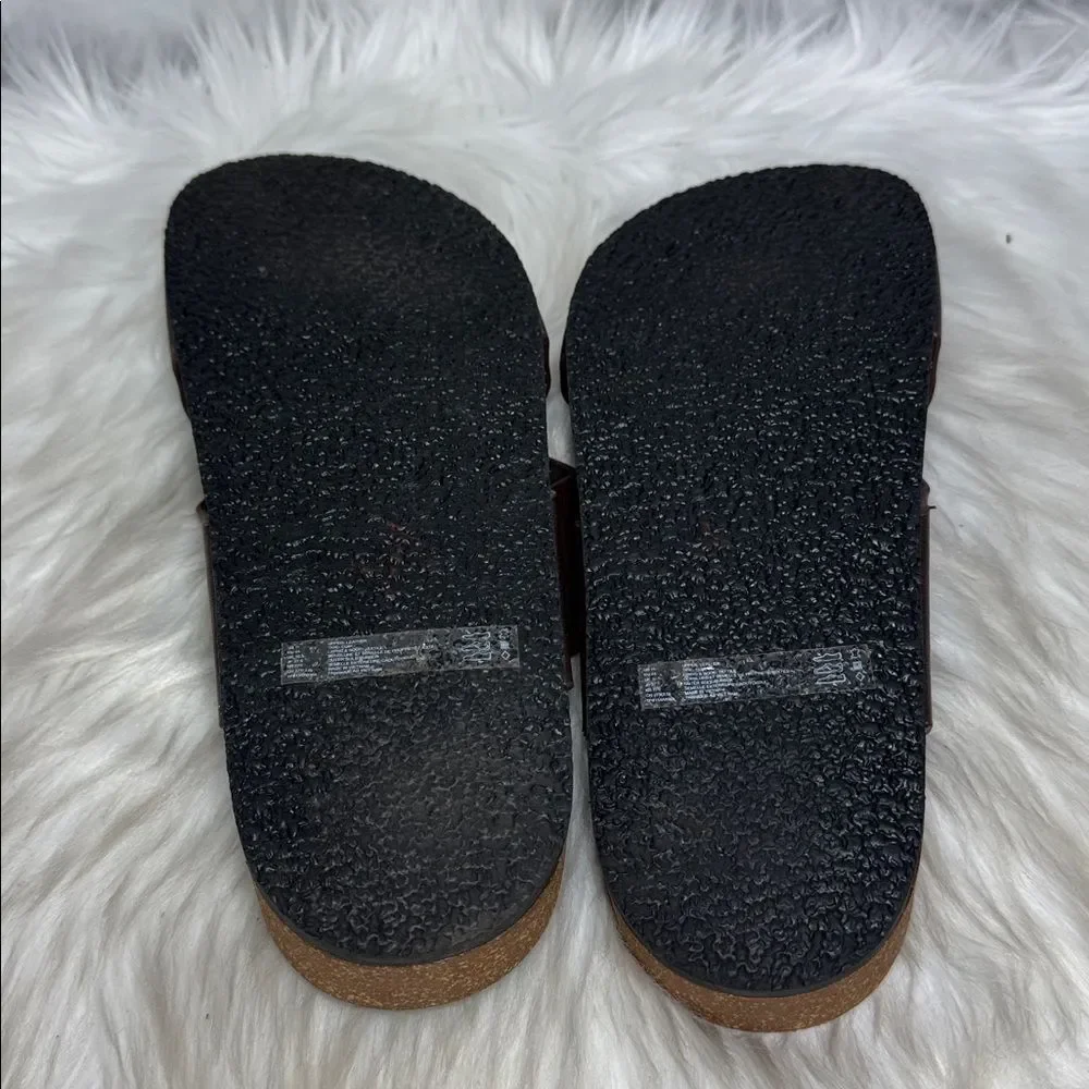 Abercrombie & Fitch NWOT Brown Cross‎ Strap Cork Base Slide Sandals Sz 11